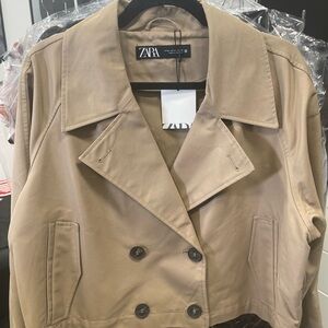 Zara Women's Beige Double-Breasted Trench Coat